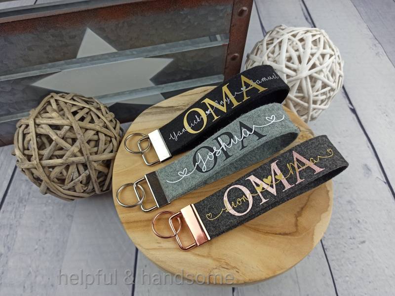 Schlüsselanhänger Aus Filz Personalisiert Oma/Opa Kindernamen Geschenkidee Valentinstag Ostern Geburtstag Vatertag Muttertag Großeltern von Plotterlaune