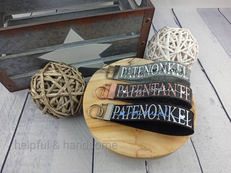 Schlüsselanhänger Aus Filz Personalisiert Patentante/Patenonkel Kindernamen Geburt Taufe Kommunion Konfirmation Geschenk Geburtstag Ostern von Plotterlaune