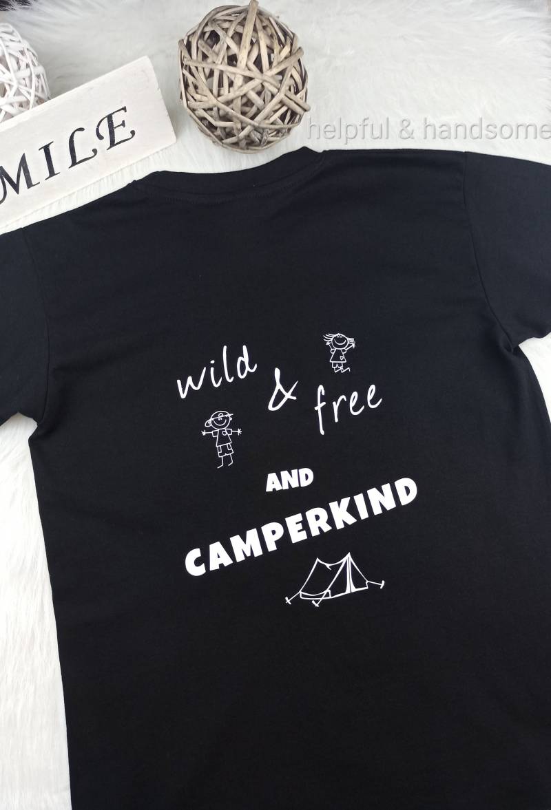 T-Shirt "Wild & Free & Camperkind" Camping Kinder Gr. 98/104 - 152/164 Geschenkidee Camper Ostern Geburtstag von Plotterlaune