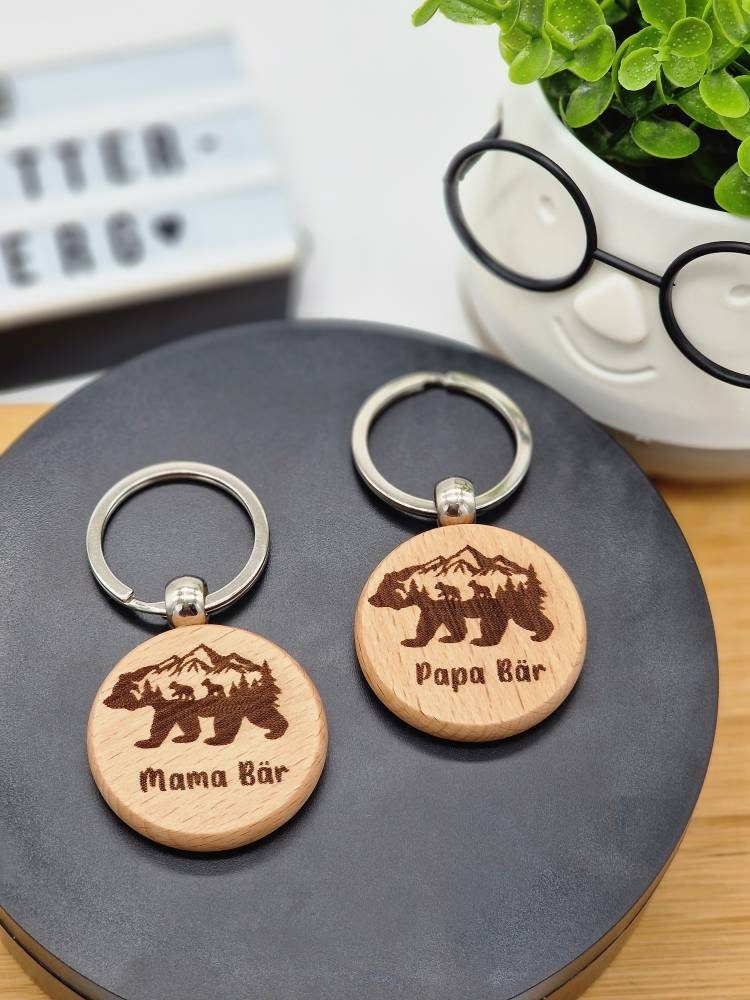 Schlüsselanhänger Papa Bär Personalisiert „Bester Papa" | Geschenkidee Papa, Vater Geburtstag Kleines Dankeschön von Plotterzwerg