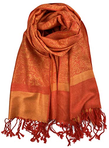 Plum Feathers Zweifarbiger Pashmina-Schal mit Paisley-Muster im Vintage-Stil. - Orange - Einheitsgröße Plum Feathers Zweifarbiger Pashmina-Schal mit Paisley-Muster im Vintage-Stil. - Orange - Einheitsgröße von Plum Feathers