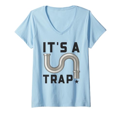 Damen Lustiger Klempner Sanitär-Handwerker Rohrmonteur – It's A Trap T-Shirt mit V-Ausschnitt von Plumber Gifts For Men Pipefitter Apparel Store