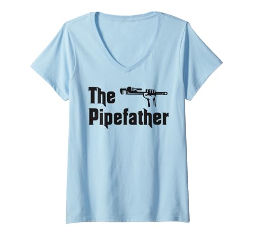 Damen Lustiger Klempner Pipefather Professioneller Sanitärarbeiter T-Shirt mit V-Ausschnitt von Plumber Gifts Store Co.