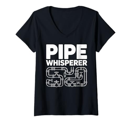 Damen Funny Plumbing Plumber Jokes Pipe Whisperer T-Shirt mit V-Ausschnitt von Plumbers Humour and Sarcasm