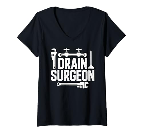 Damen Funny Plumber Plumbing Handyman Pipe Fitter Drain Surgeon T-Shirt mit V-Ausschnitt Damen Funny Plumber Plumbing Handyman Pipe Fitter Drain Surgeon T-Shirt mit V-Ausschnitt von Plumbers Humour