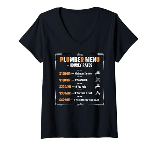 Damen Plumber Hourly Rate Funny Plumbers T-Shirt mit V-Ausschnitt Damen Plumber Hourly Rate Funny Plumbers T-Shirt mit V-Ausschnitt von Plumbers Humour