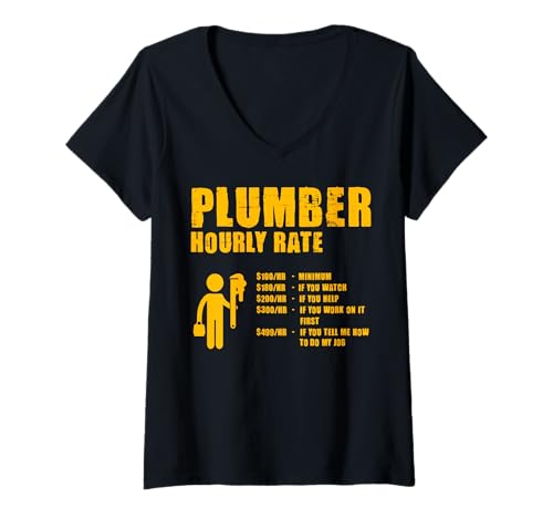 Damen Lustiger Klempner T-Shirt mit V-Ausschnitt von Plumbing Hero Tee for Dads and Trades