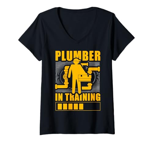 Damen Lustiger Klempner im Training T-Shirt mit V-Ausschnitt von Plumbing Hero Tee for Dads and Trades