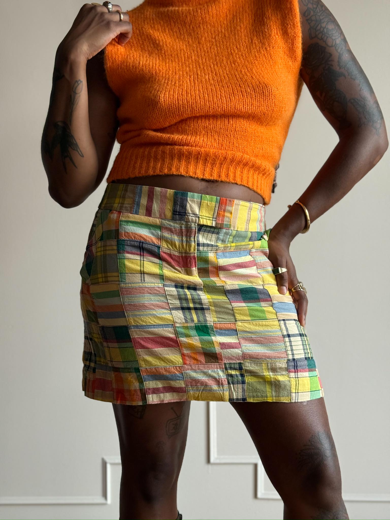 00S/Y2K J.crew Karierter Patchwork-Minirock - Baumwoll Madras | Mid-Rise Preppy Rock 00S/Y2K J.crew Karierter Patchwork-Minirock - Baumwoll Madras | Mid-Rise Preppy Rock von PlumeVintageBoutique