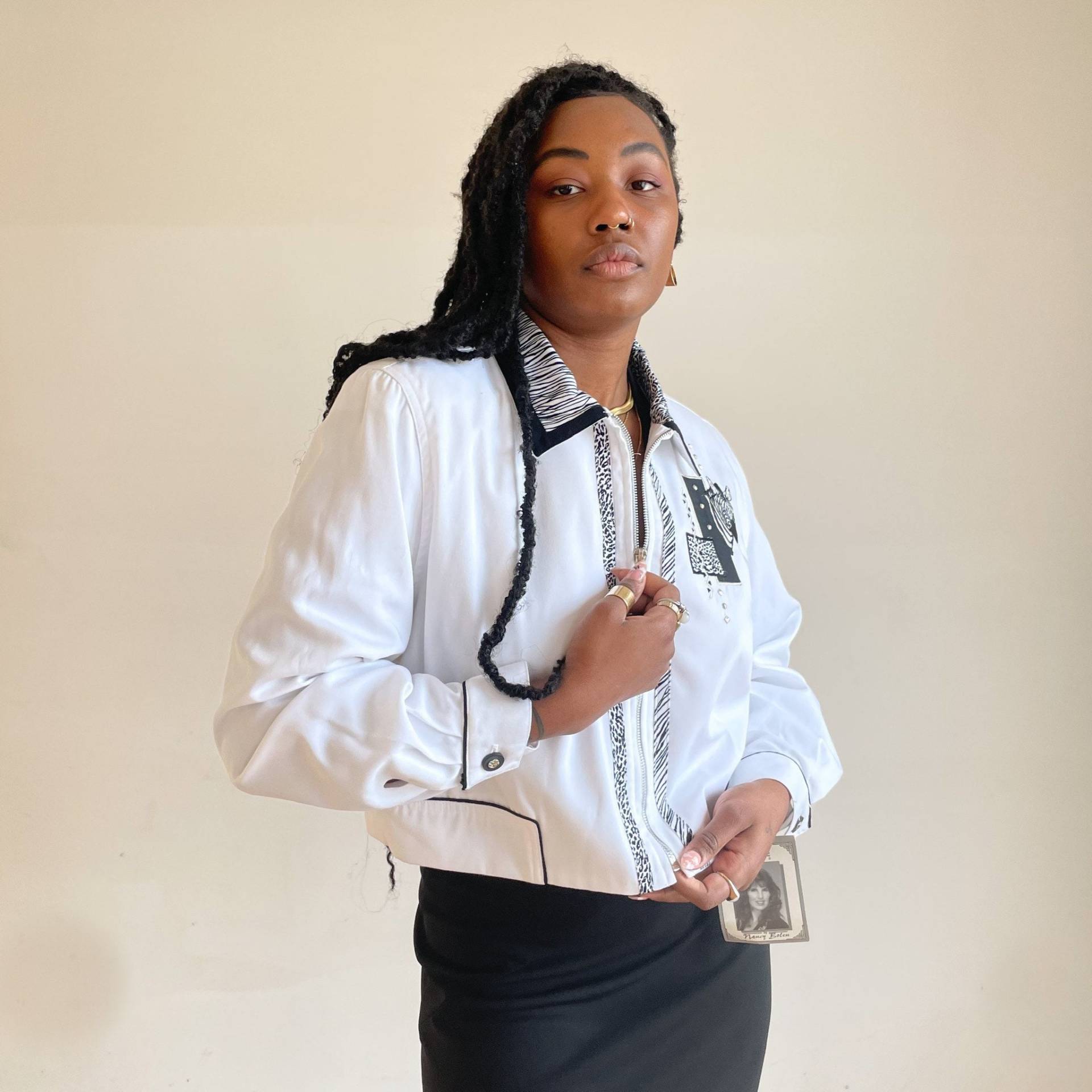 80Er Jahre Zebra Print Zip Up Jacke - Vintage Bestickter Kurzmantel von PlumeVintageBoutique