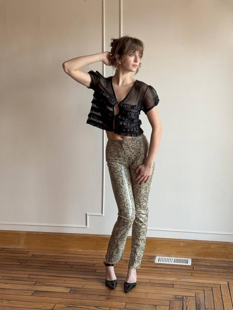 Y2K Schlangenleder Hose - Bebe Low Rise Flare Xxs von PlumeVintageBoutique