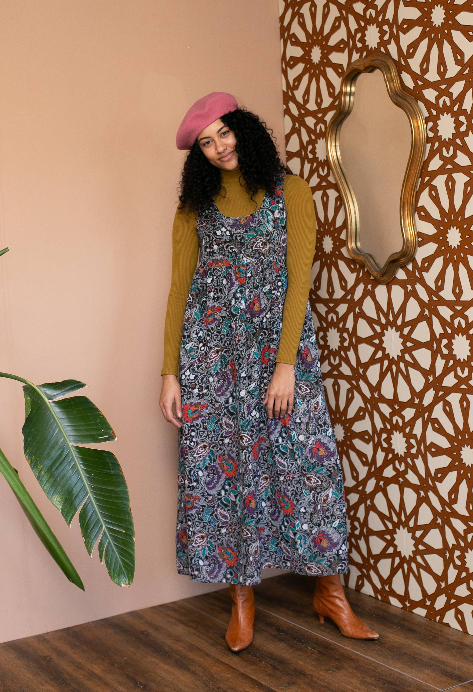 90Er Jahre Paisley Maxi Jumper Kleid - Empire Taille Boho Zeltkleid von PlumeVintageBoutique