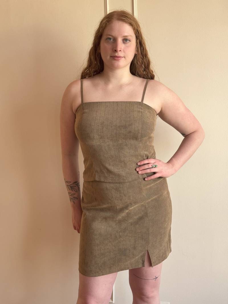 Vintage 90Er Jahre Fischgrät Mini Rock Set - Crop Top Mit Spaghettiträger Xl Vintage 90Er Jahre Fischgrät Mini Rock Set - Crop Top Mit Spaghettiträger Xl von PlumeVintageBoutique