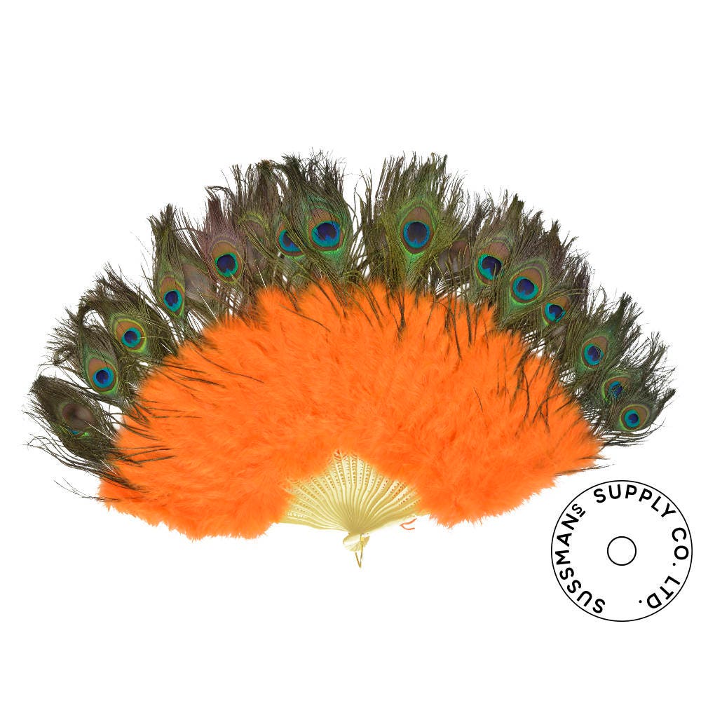 Feder-Fan - Doppelseitige Pfau & Marabou-Federn-Fan Orange | 28 "x 16" Feder-Fan - Doppelseitige Pfau & Marabou-Federn-Fan Orange | 28 "x 16" von PlumuleFeather