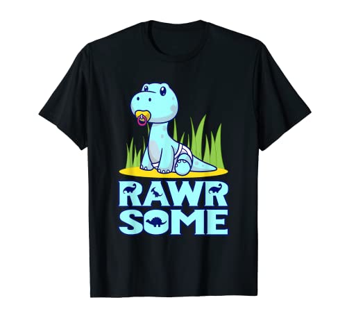 Rawsome Baby Dinosaurier in Windel mit Schnuller T-Shirt von PluppoRoo Designs
