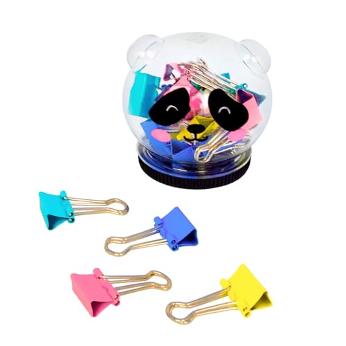 Behälter mit 16 Klappklammern, Panda-Farben von Plus Office