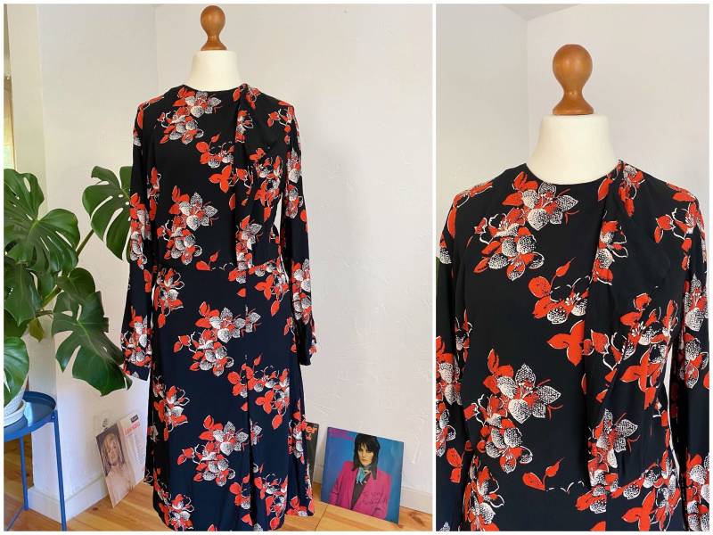 Eu36/38 Vintage Seidenkleid S | 80Er Luxus Kleid 100% Seide Made in Italy Retro Elegantes Midi Cocktail Abendkleid Damenmode von PlusBabesVintage