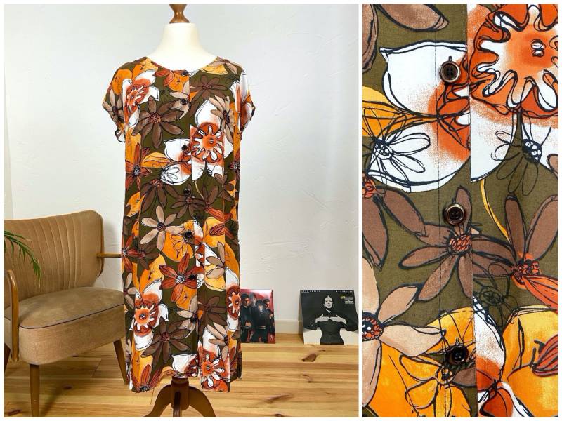 Eu38/40 Vintage Handmade Kleid M | 90Er Blumenkleid Aus Viskose Midi Sommerkleid Nachhaltige Kleidung Fair Fashion Slow von PlusBabesVintage