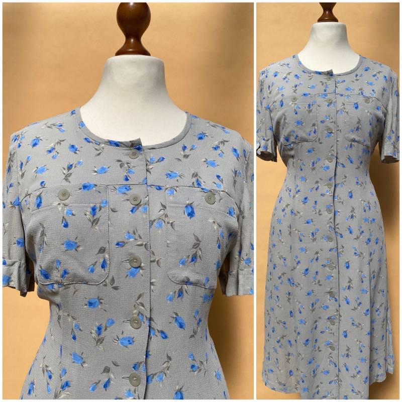 Eu38 Vintage Blümchenkleid Aus Viskose 90Er von PlusBabesVintage