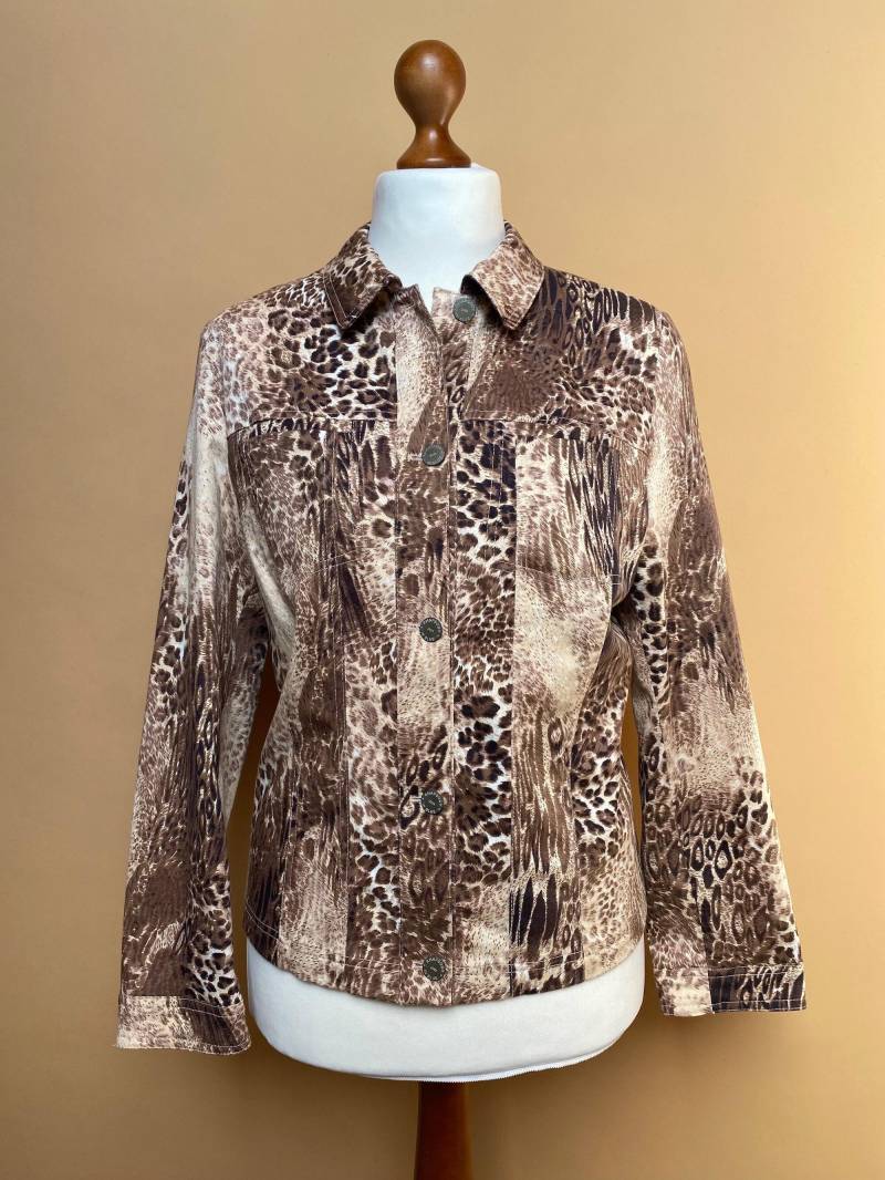 Eu38 Vintage Dünne Jeansjacke Animal Print 90Er 2000Er von PlusBabesVintage