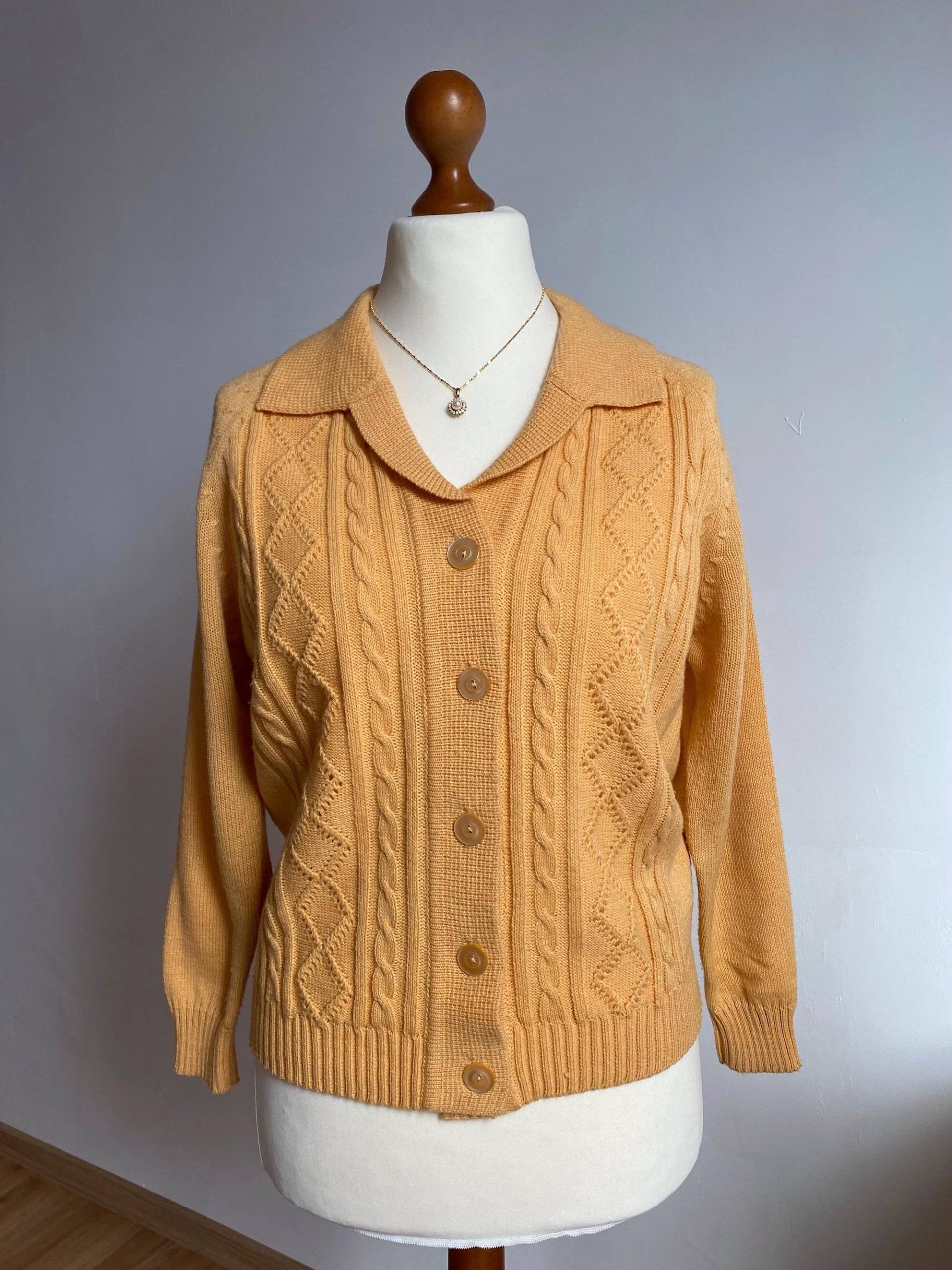 Eu38 Vintage Elegante Strickjacke Aprikose 90Er von PlusBabesVintage