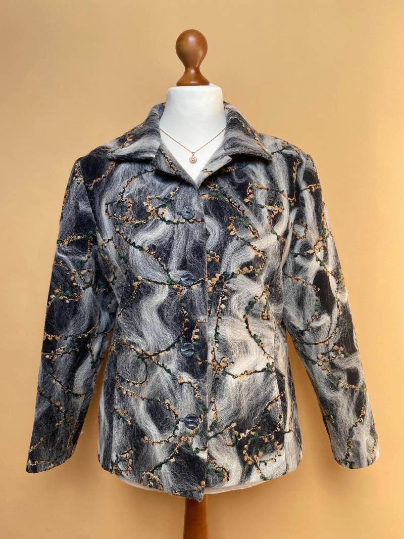 Eu40/42 Vintage Handmade Filzjacke Aus Wolle 90Er von PlusBabesVintage