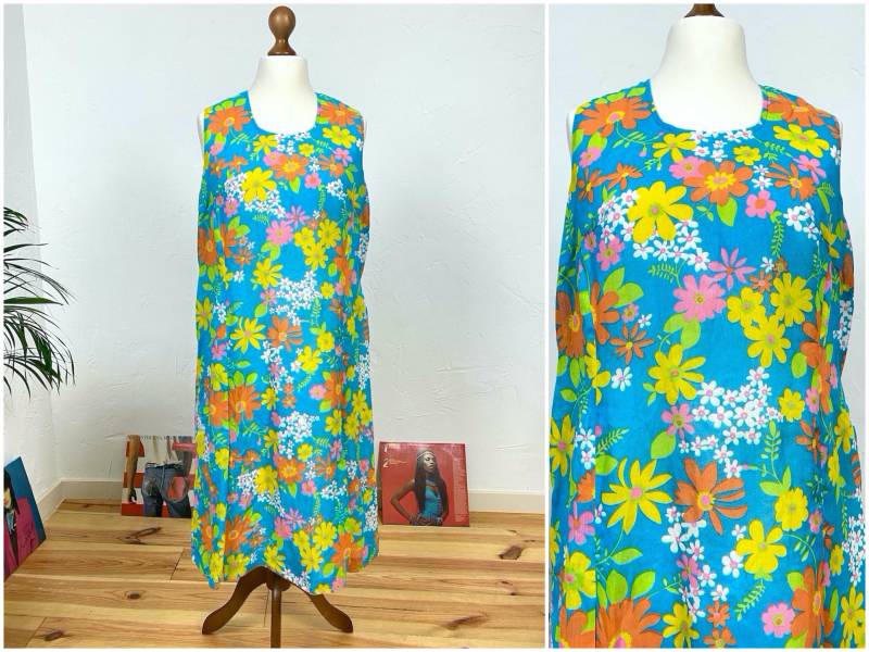 Eu40 Vintage 60Er Blumenkleid M | Jahre Ärmelloses Sommerkleid Blumenmuster True Nachhaltige Kleidung Slow Fashion von PlusBabesVintage