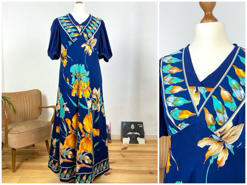 Eu40 Vintage 70Er Maxikleid M | Jahre Blumenkleid Sommerkleid Boho Damenmode Nachhaltige Kleidung Slow Fashion von PlusBabesVintage