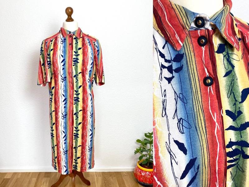 Eu42/44 Vintage Kleid L | 80Er Sommerkleid Retro Baumwollkleid Nachhaltige Kleidung Damenmode Übergröße True Style Fashion von PlusBabesVintage