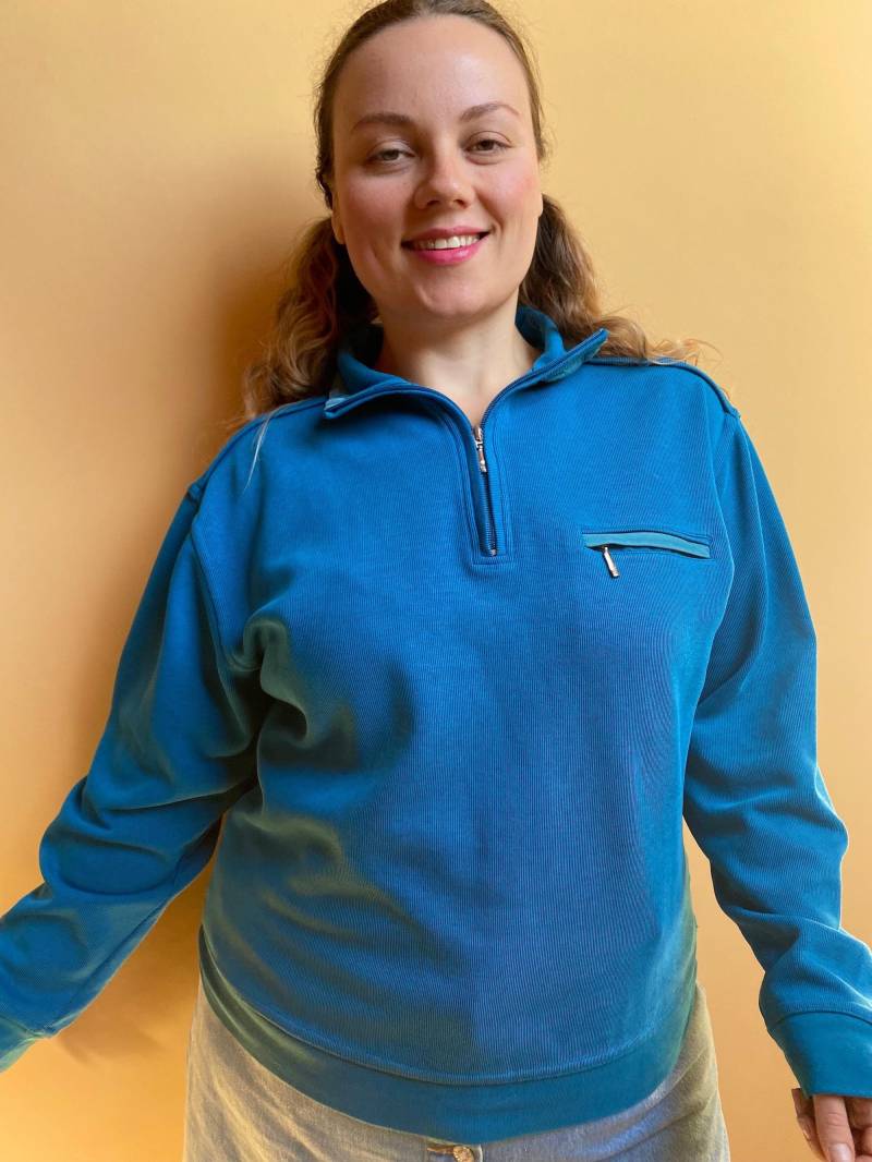 Eu42/44 Vintage Plus Size Quarter Zip Pullover 90Er von PlusBabesVintage