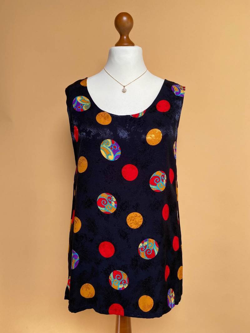 Eu42 Vintage Ärmellose Bluse Abstraktes Muster 80Er von PlusBabesVintage