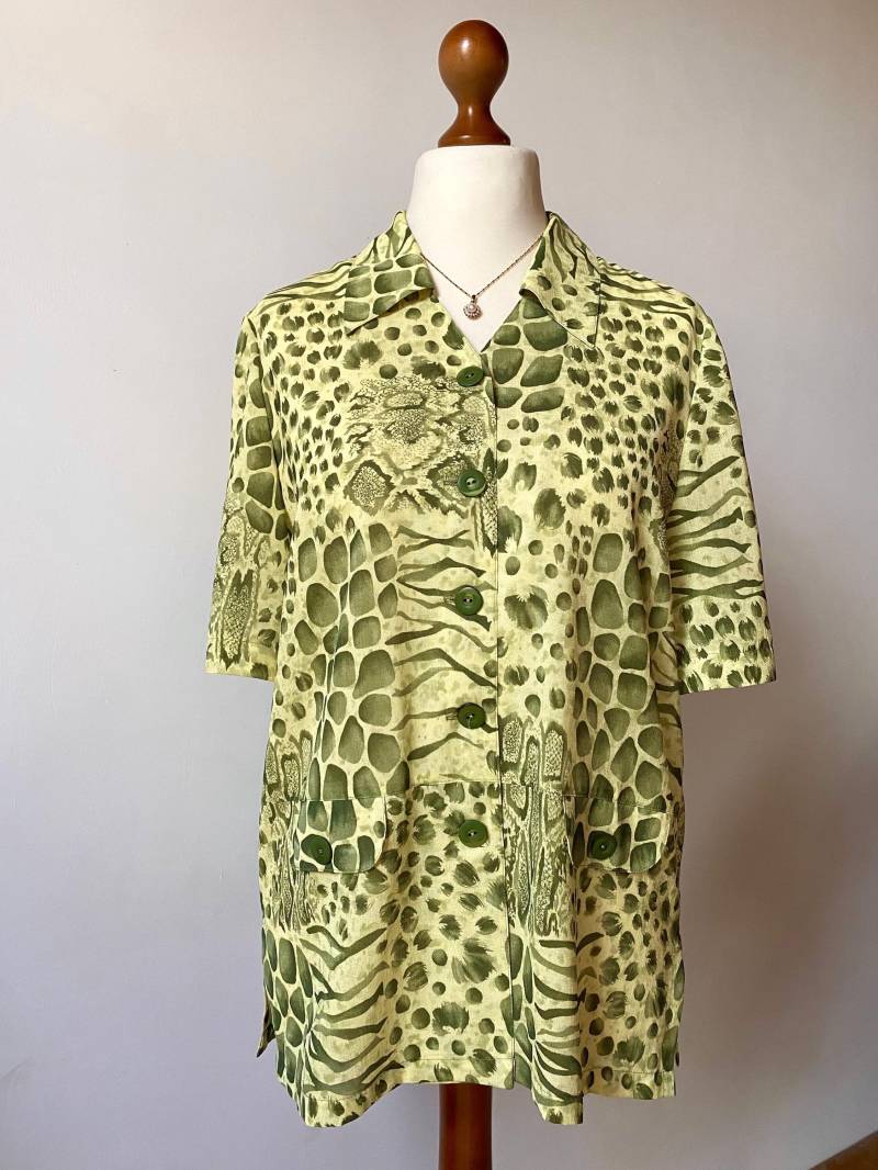 Eu42 Vintage Animal Print Bluse 90Er von PlusBabesVintage