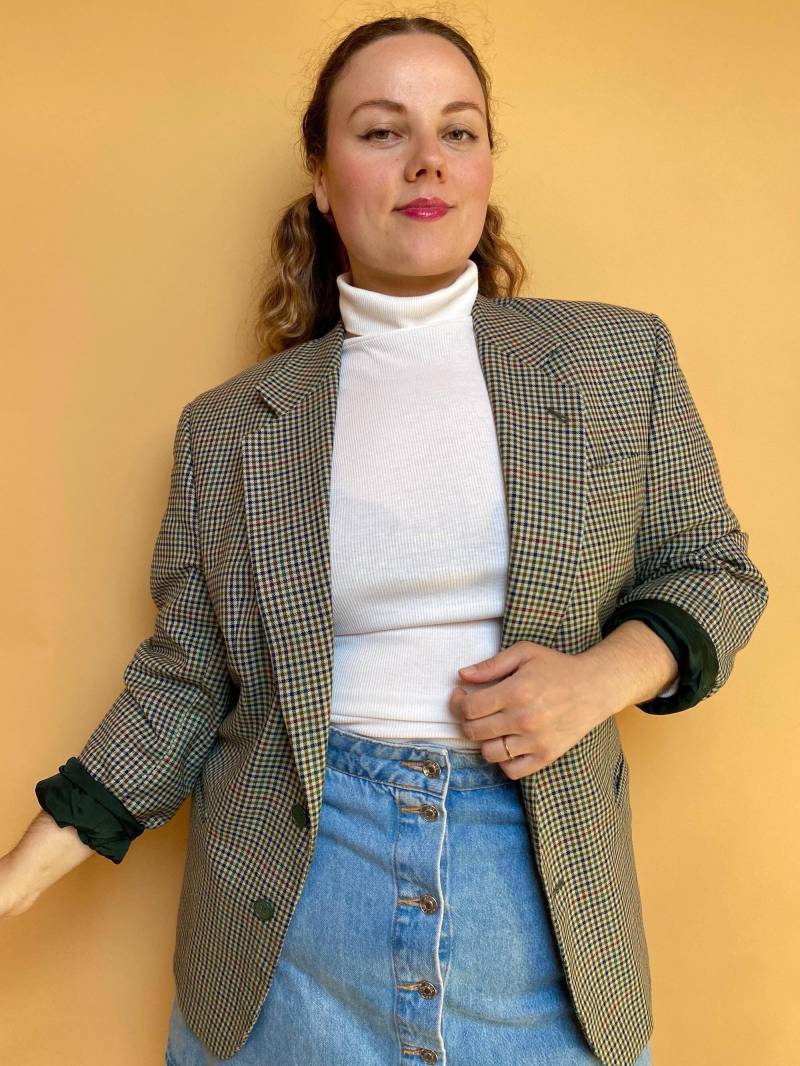 Eu42 Vintage Karierter Blazer 90Er von PlusBabesVintage