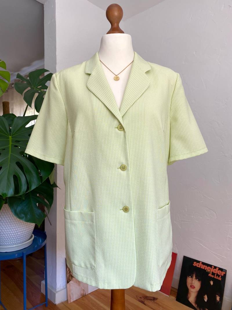 Eu42 Vintage Karierter Dünner Blazer 90Er von PlusBabesVintage