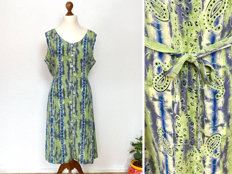 Eu42 Vintage Kleid M L | 90Er Paisley Print Ärmelloses Made in France Tailliertes Retro Sommermode Nachhaltige Kleidung von PlusBabesVintage