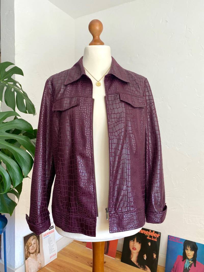 Eu42 Vintage Kunstlederjacke Lila 90Er von PlusBabesVintage