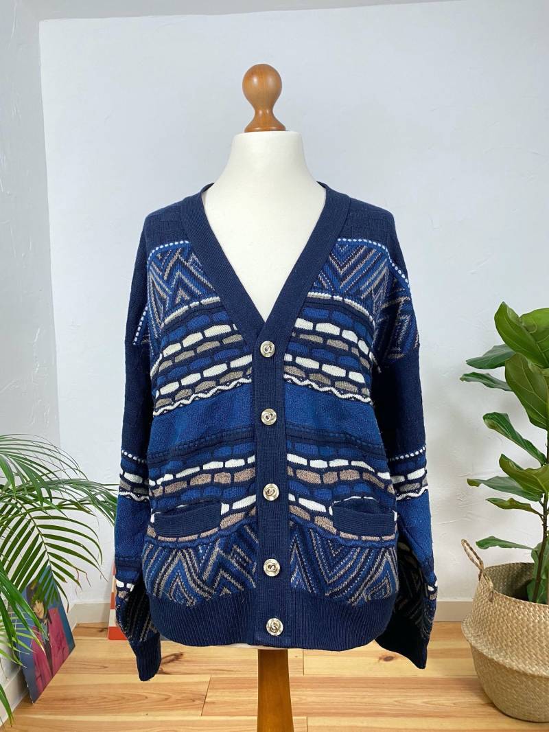 Eu42 Vintage Strickjacke L | 80Er Cardigan Made in Canada Slow Fashion Retro Damenmode Strickmode Nachhaltige Mode von PlusBabesVintage