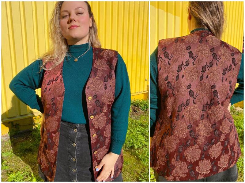 Eu44 Vintage Plus Size Bestickte Strickweste 80Er von PlusBabesVintage