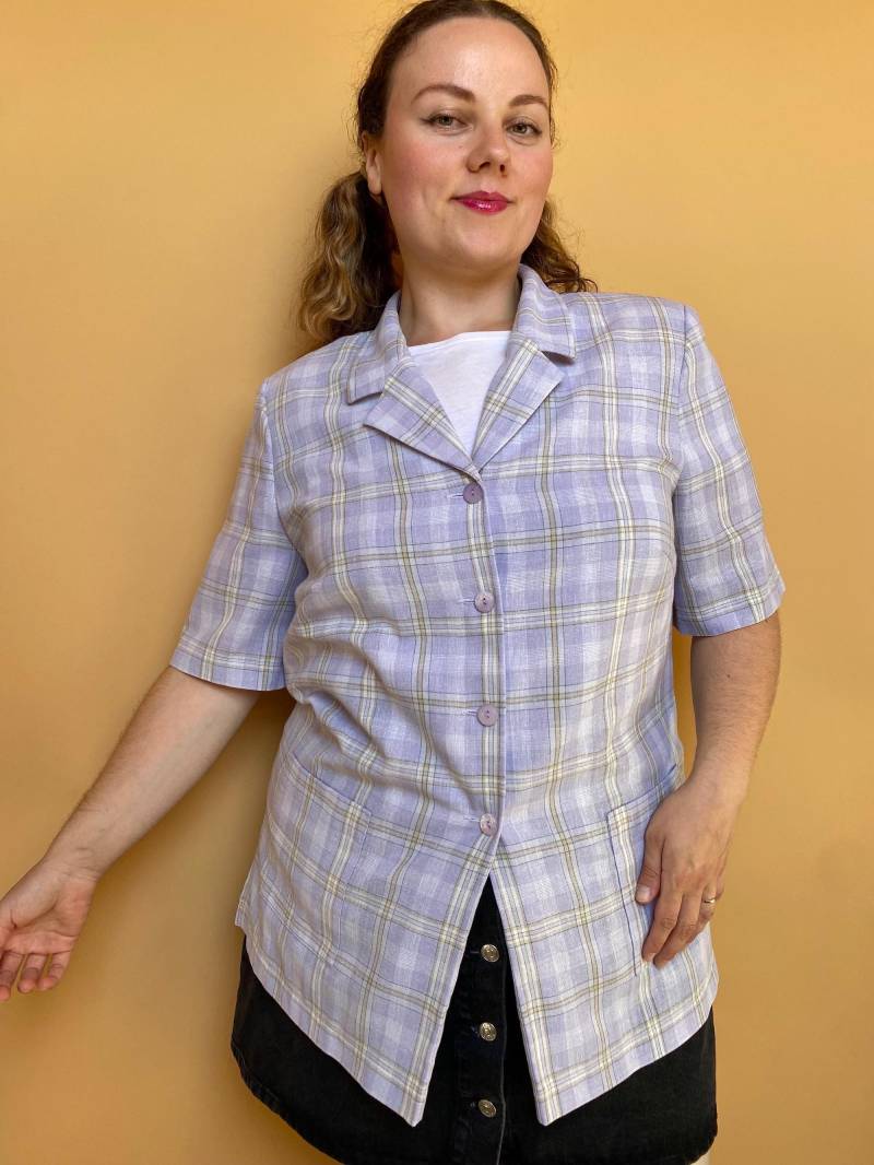 Eu44 Vintage Plus Size Blazerbluse Flieder 90Er von PlusBabesVintage
