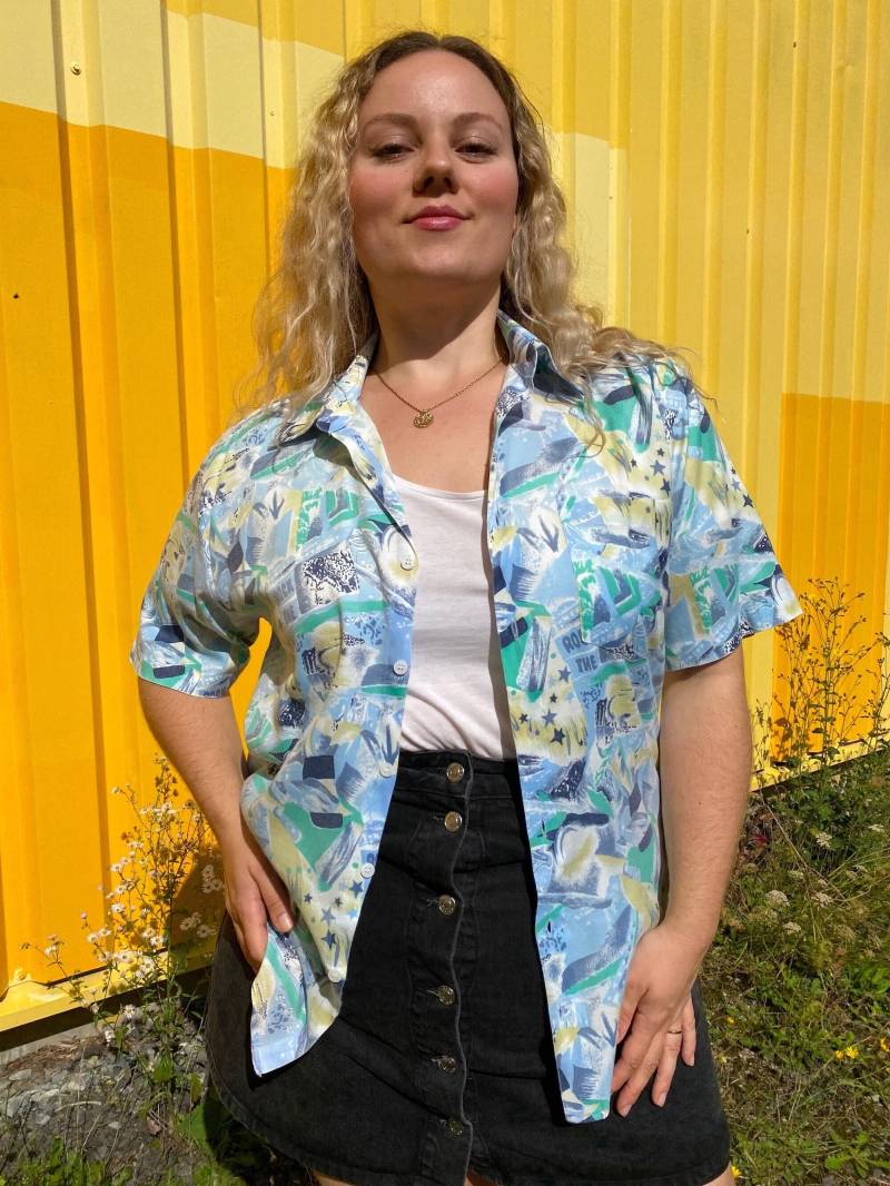 Eu44 Vintage Plus Size Crazy Pattern Hemd von PlusBabesVintage