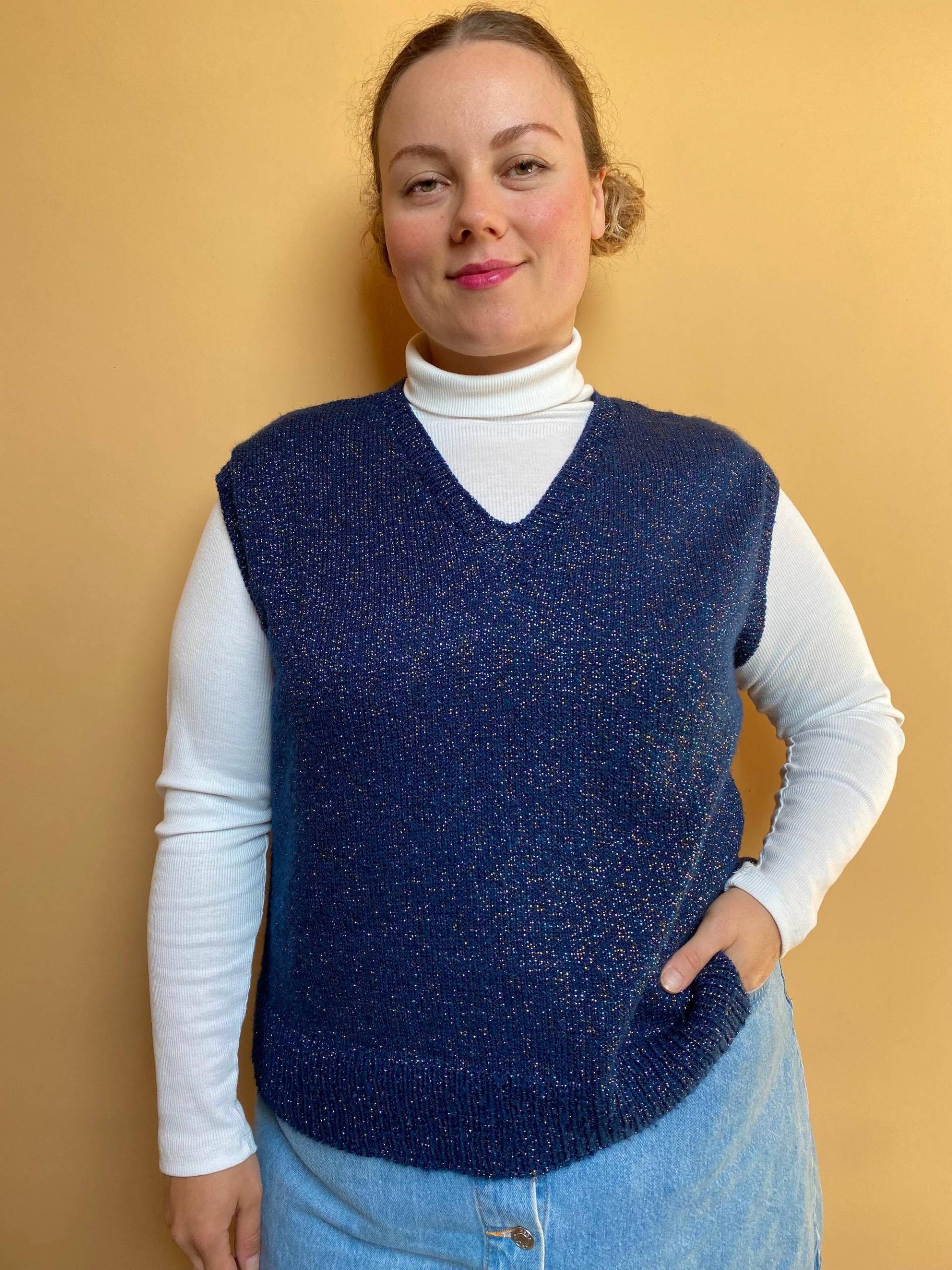 Eu44 Vintage Plus Size Handmade Glitzernder Pullunder Strickweste 90Er von PlusBabesVintage