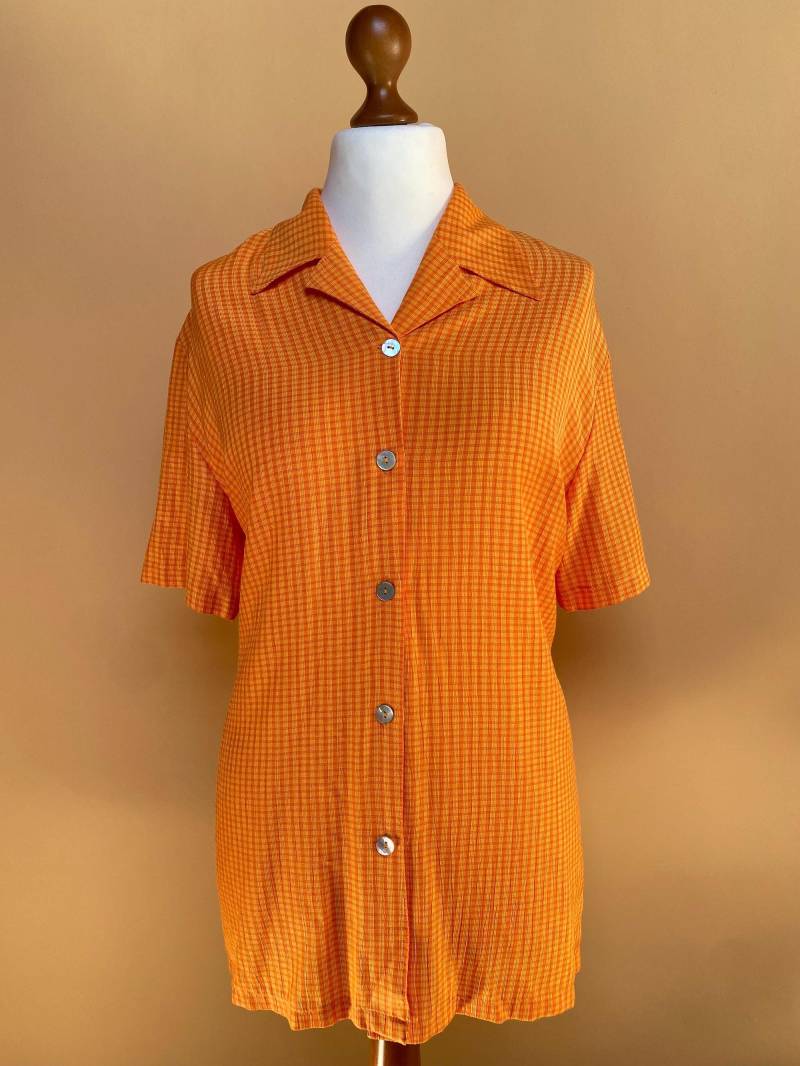 Eu44 Vintage Plus Size Karierte Bluse 90Er von PlusBabesVintage