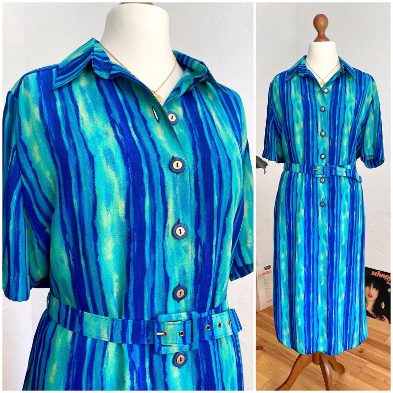 Eu44 Vintage Plus Size Kleid Mit Gürtel 80Er von PlusBabesVintage