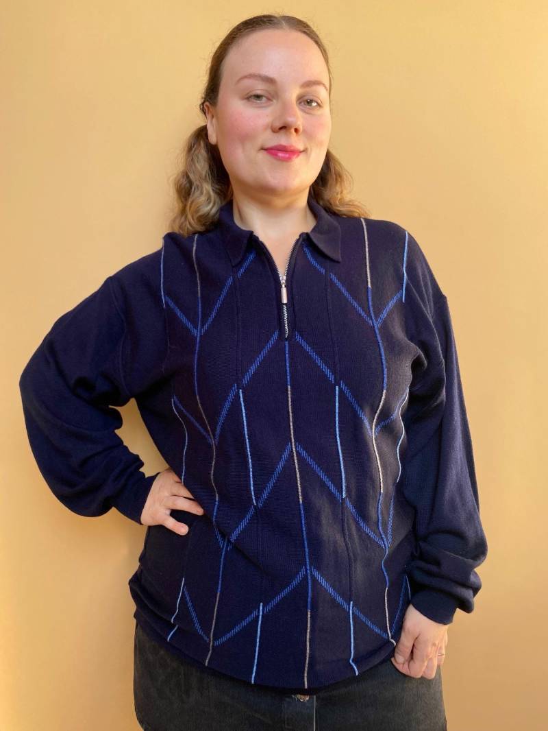 Eu44 Vintage Plus Size Merinowolle Quarter Zip Pullover 90Er von PlusBabesVintage