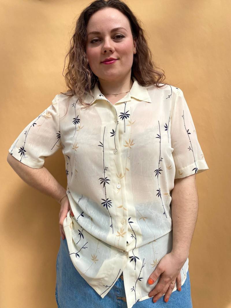 Eu46 Vintage Plus Size Bluse Semi Transparent 90Er von PlusBabesVintage