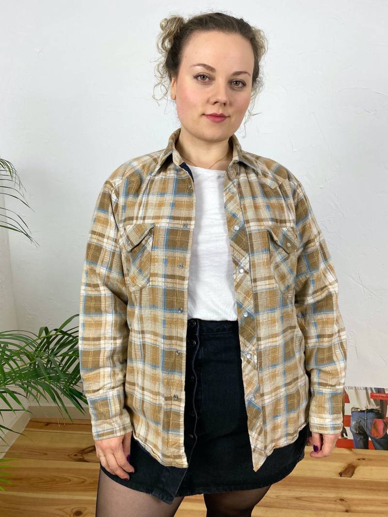 Eu46 Vintage Plus Size Flanelljacke Xxl | 90Er Unisex Gefüttertes Baumwollhemd Retro Flanellhemd Übergröße Nachhaltige Kleidung von PlusBabesVintage