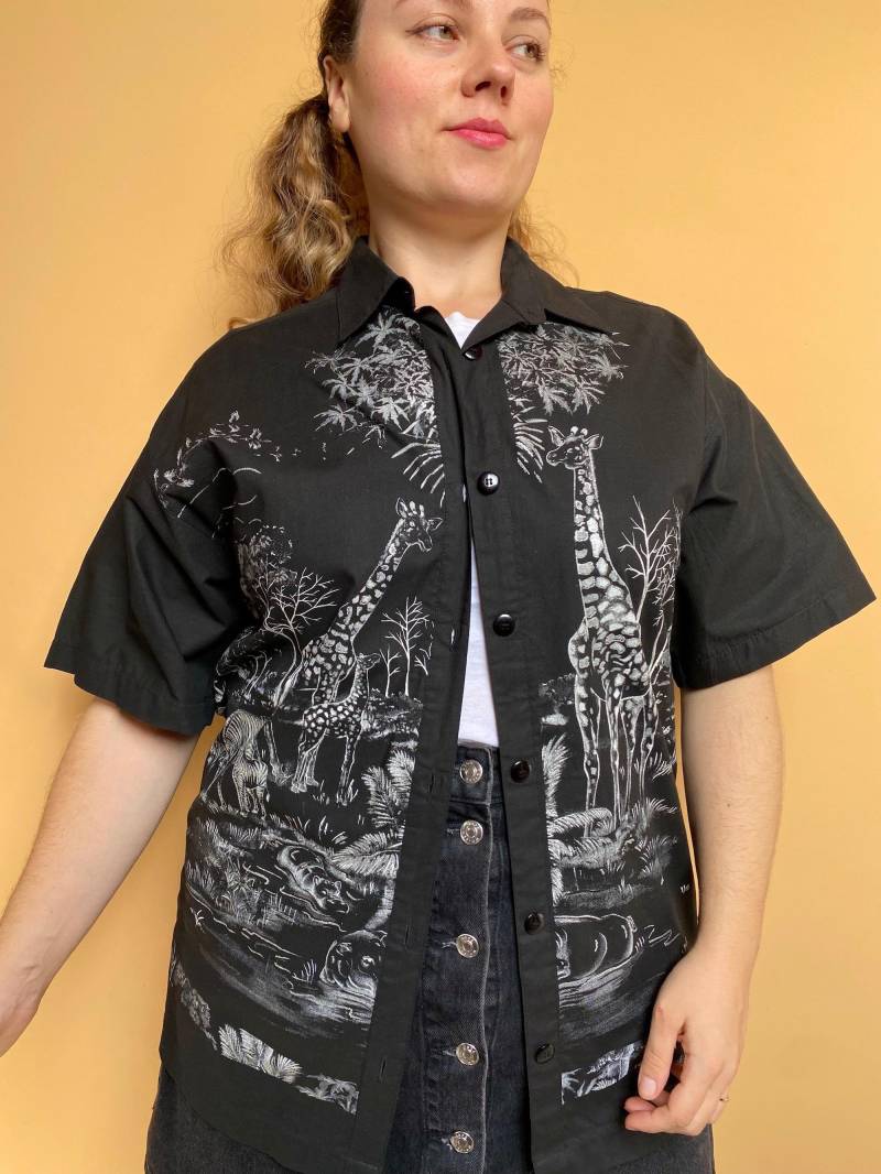 Eu46 Vintage Plus Size Print Hemd Aus Baumwolle Michel Adam 90Er von PlusBabesVintage