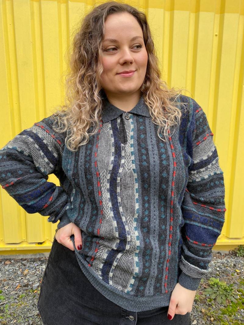 Eu46 Vintage Plus Size Pullover Xl | 90Er Unisex Coogi Style Strickpullover Retro Damenmode Nachhaltige Kleidung Slow Fashion von PlusBabesVintage
