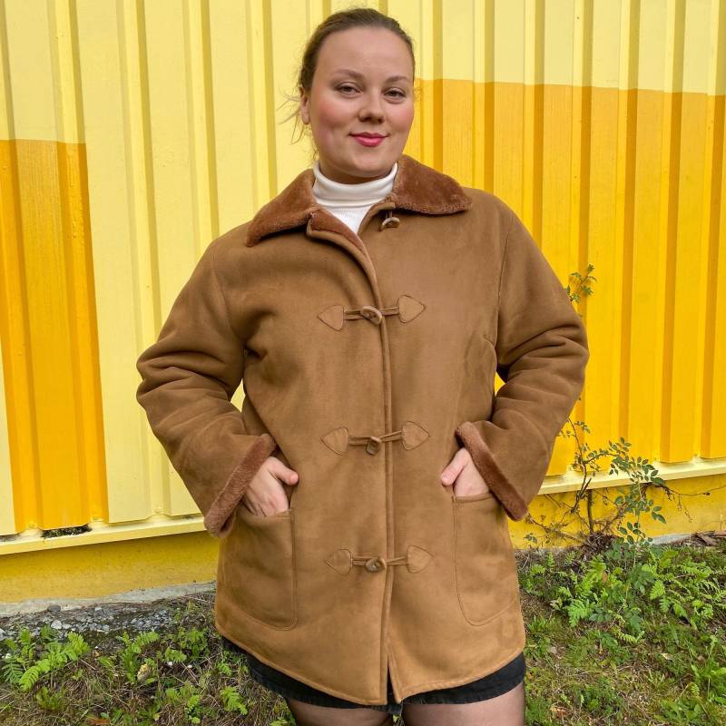 Eu48/50 Vintage Plus Size Wintermantel Mit Kunstfell 90Er von PlusBabesVintage