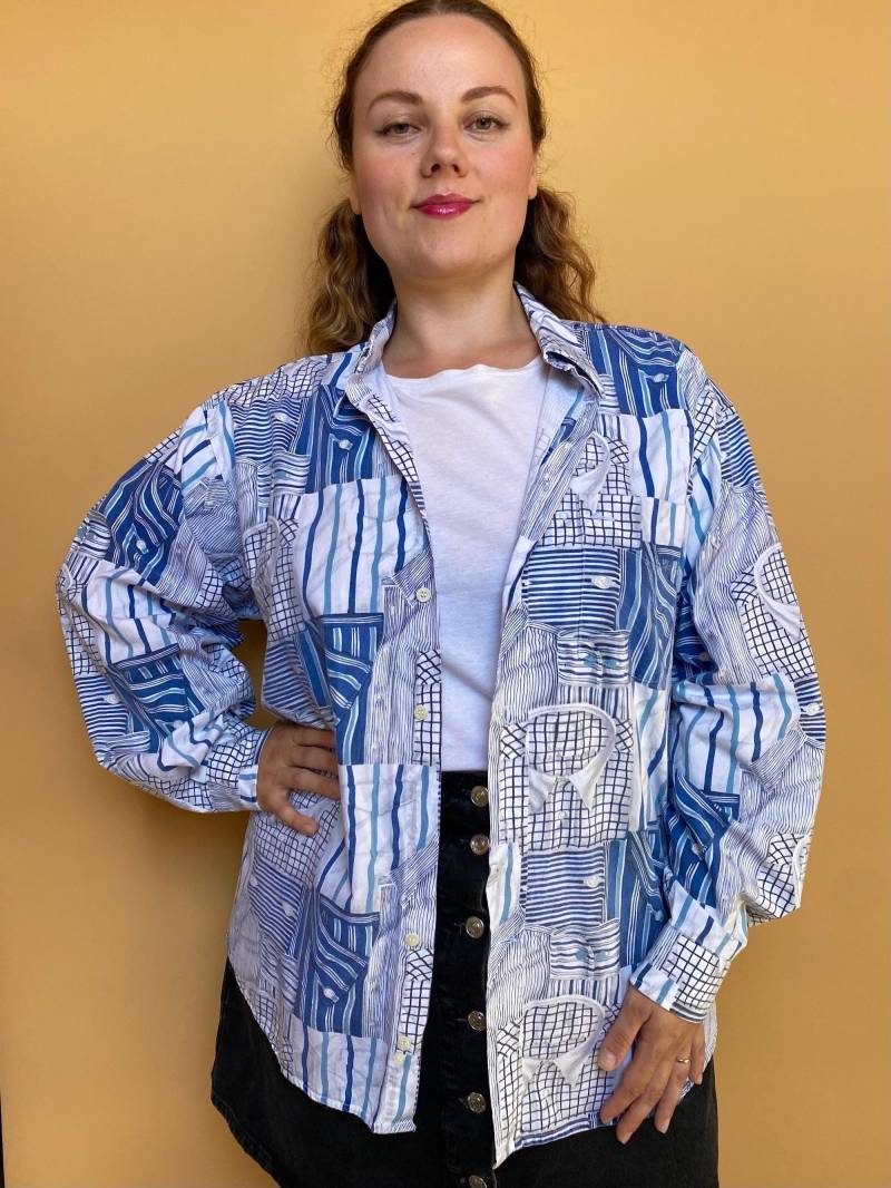 Eu48 Vintage Plus Size Ausgefallenes Hemd Mit Crazy Muster Unisex 90Er von PlusBabesVintage